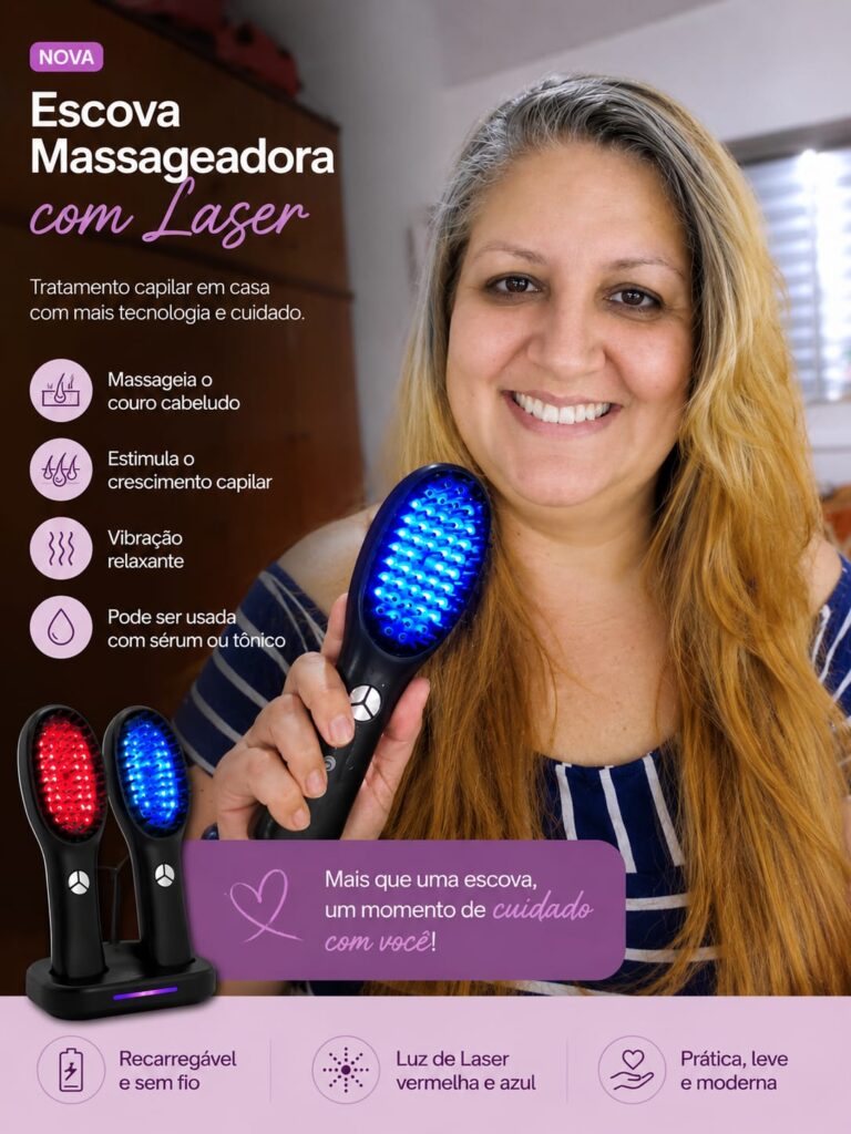 Escova Massageadora com Laser Tratamento Capilar e Antiqueda